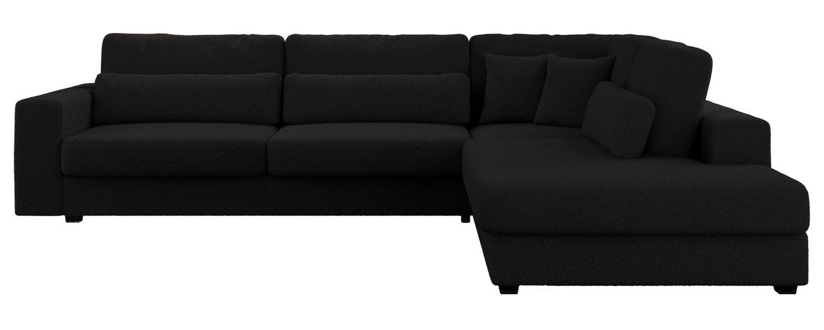 ECKSOFA Savona Schwarz Boucle - rechts - Schwarz, Kunststoff/Textil (249/316cm) - MKS