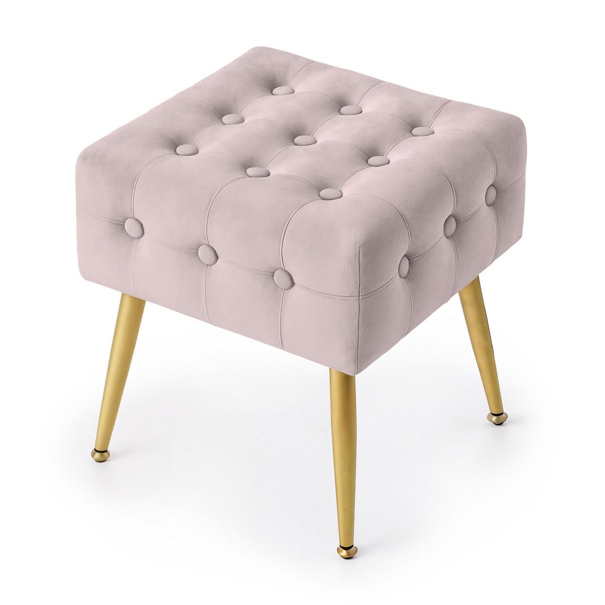 POLSTERBANK mit Samt - Optik Rosa 40/42/40 - Rosa, Textil (40/42/40cm) - RAUMHIRSCH FURNITURE