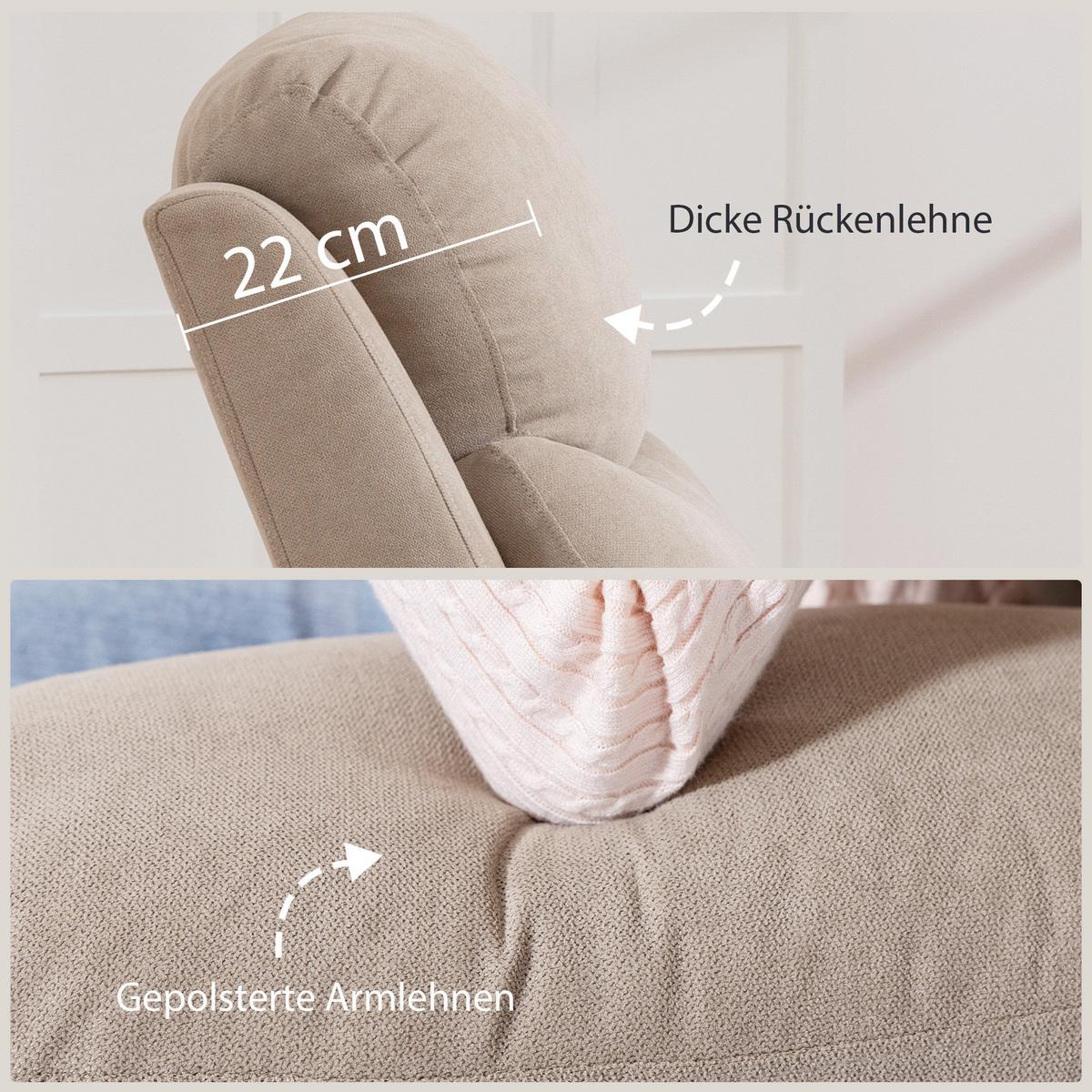 RELAXSESSEL Polyester Beige - Beige/Schwarz, Textil/Metall (85/105/93cm) - HOMCOM