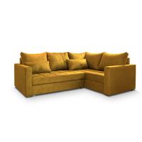 ECKSOFA LIRENO R-S Gelb Plüsch-Stoff mit Schlaffunktion - Gelb/Grau, Holz/Kunststoff (220/153cm) - MASSENO