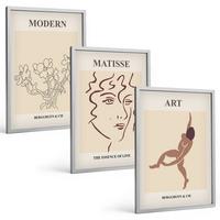 BILDER SET 3er Set - 40x60 cm Silberner Rahmen - Stilvolle Grafiken, Blumen, Figuren - Silberfarben, Kunststoff (40/60cm) - TULUP