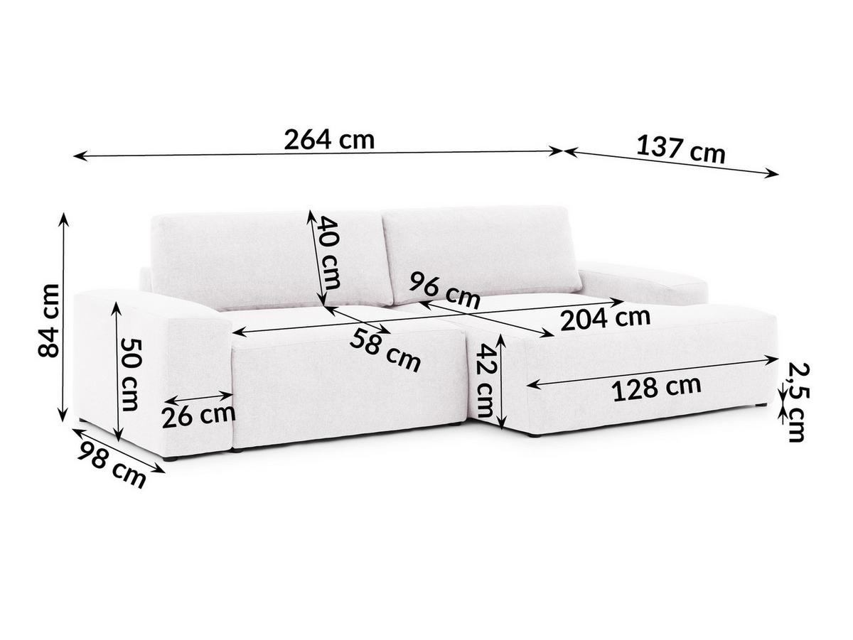ECKSOFA Lennon aus Creme Strukturstoff mit Schlaffunktion und Bettkasten - Creme/Schwarz, Holz/Kunststoff (264/137cm) - S-Style