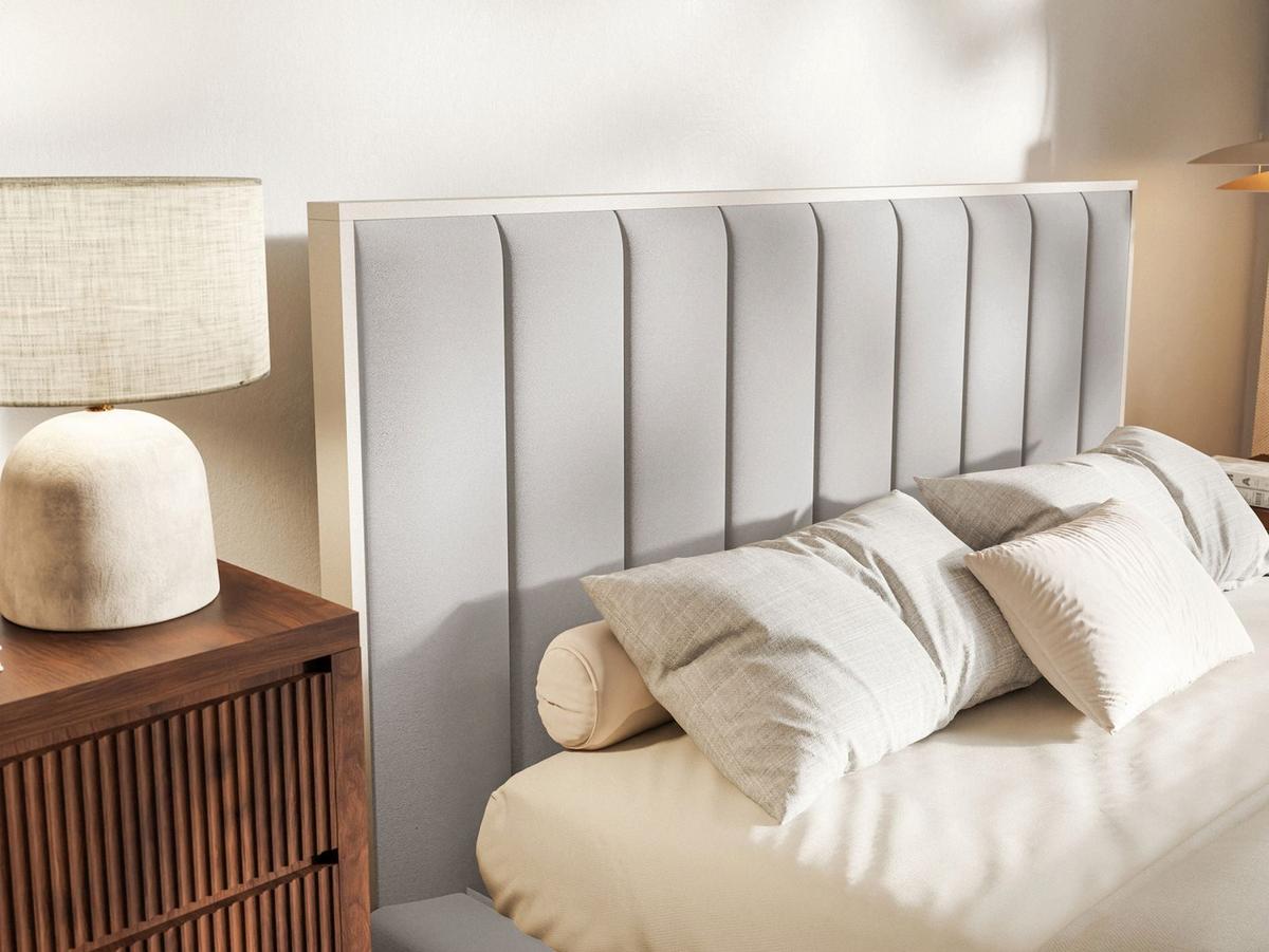 POLSTERBETT Togents Hellgrau mit Veloursbezug und LED, 160x200 cm - Hellgrau, Textil (160/200cm) - Selsey