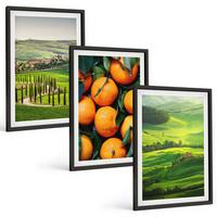 BILDER SET 3er Set - 40x60 cm Schwarzer Rahmen - Italienische Landschaft mit Orangen - Schwarz, Kunststoff (40/60cm) - TULUP