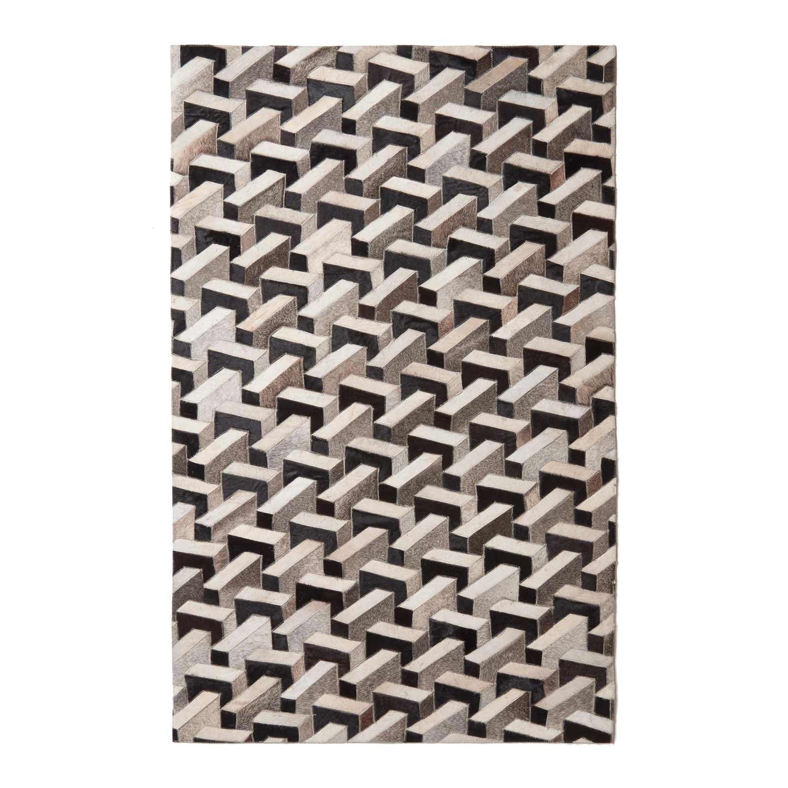 PATCHWORK-TEPPICH Leder, geometrisch gemustert 90/150 cm - Multicolor, Leder (90/150cm) - Homescapes