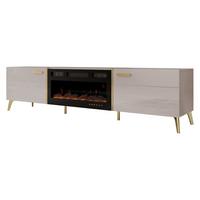 TV-LOWBOARD Picru 2D EF mit Kamin - Kaschmir/Goldfarben, Holzwerkstoff/Kunststoff (214/50/38cm) - MIRJAN24