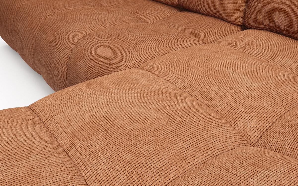 ECKSOFA DUCA R-S Orange Chenille mit Schlaffunktion - Dunkelorange, Holz (266.5/266.5cm) - MASSENO