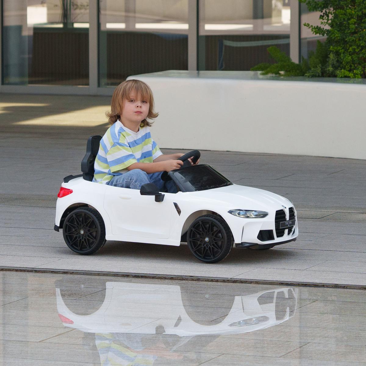 KINDER Elektroauto 12V Kinderfahrzeug mit 2,4G-Fernbedienung, 3-5 km/h, Weiß - Weiß, Metall (108/69.5/51cm) - AIYAPLAY