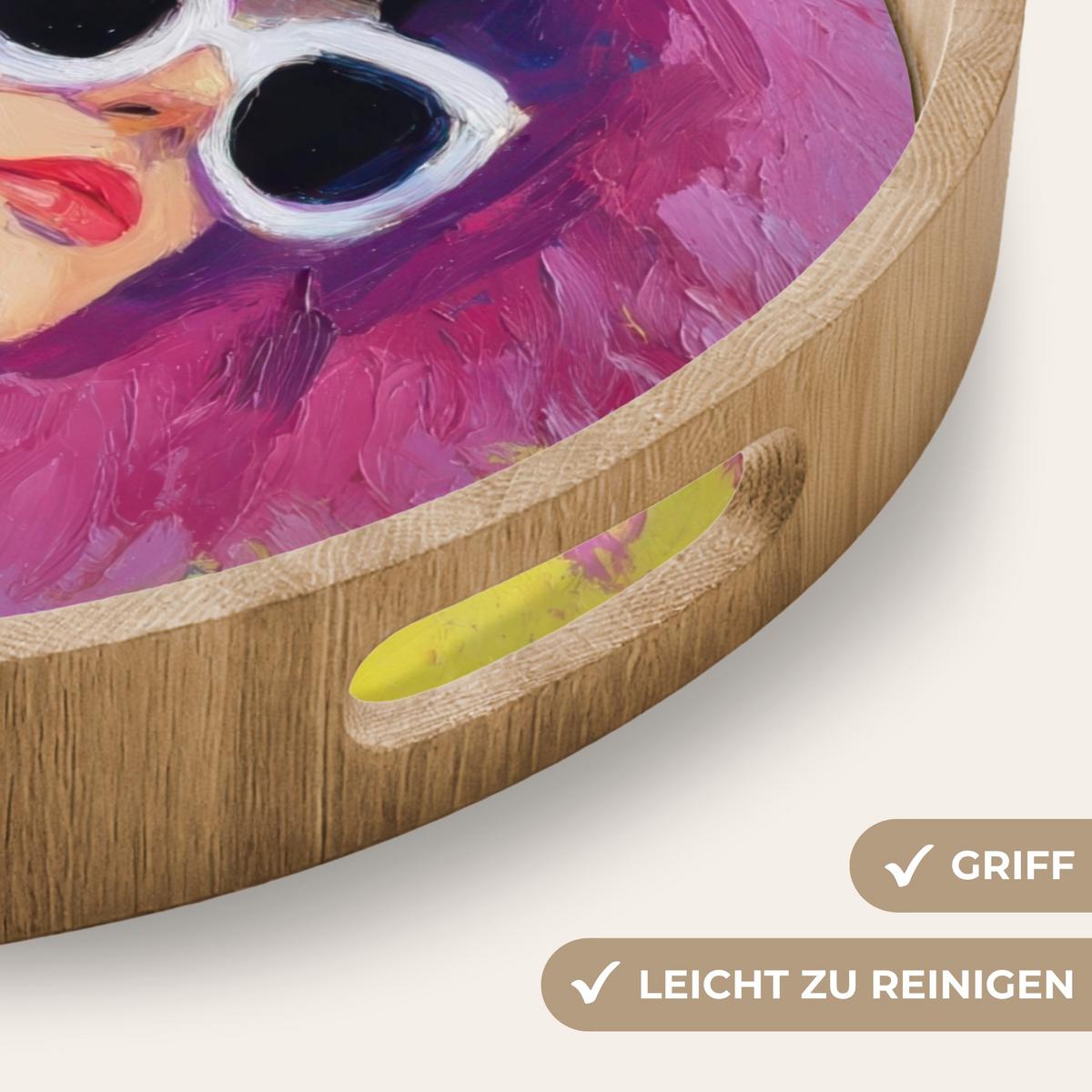 TABLETT Frau - Hut - Lila - Wein 50x50 cm - Gelb, Holz (50/5/5cm) - OnlyWow