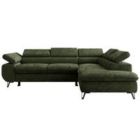 ECKSOFA PABLO L Dunkelgrün Schenille glatt - Rechts Seite - Dunkelgrün/Schwarz, Textil/Metall (273/208cm) - MKS