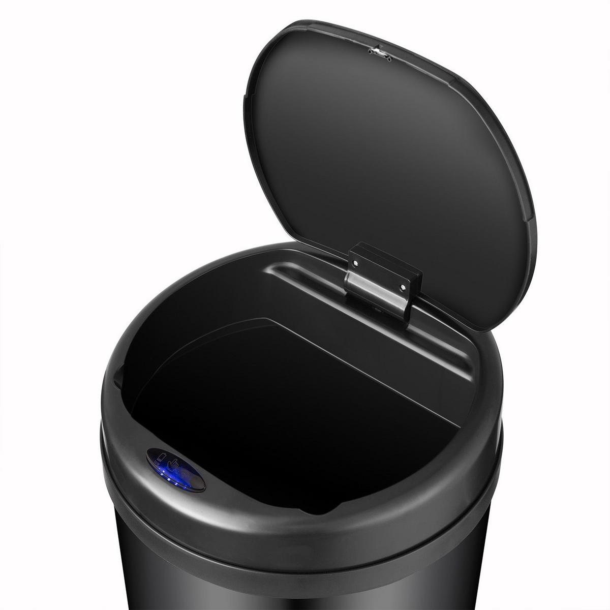 MÜLLEIMER rund 30L schwarz mit Sensor - Schwarz, Metall (31/52/31cm) - Juskys