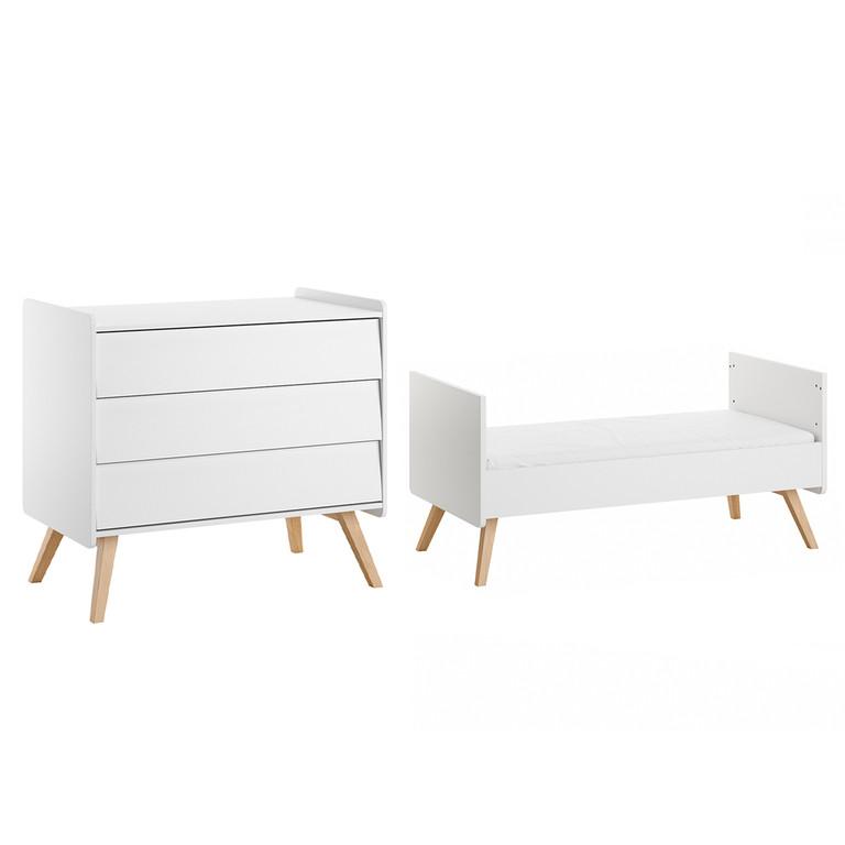 BABYZIMMER 2-teilig Vintage Weiß - Weiß, Holzwerkstoff (145/103/75cm) - Petits-meubles