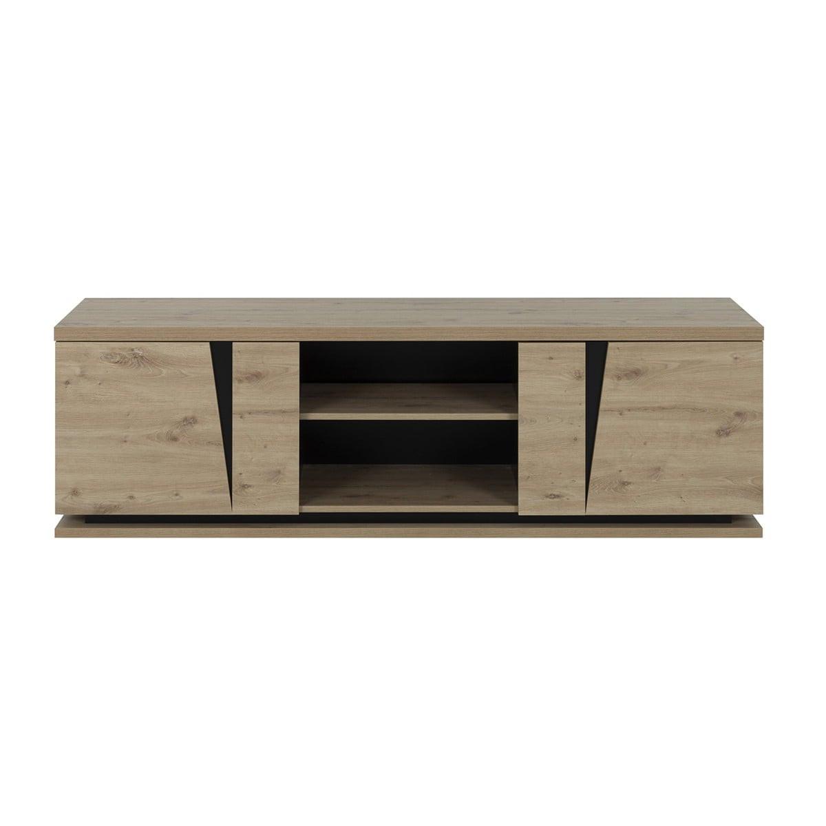 TV-MÖBEL 2 Türen Crack - Französische Herstellung - 181/45/54 cm - Eschefarben, Holzwerkstoff (45/54/203cm) - Calicosy