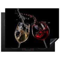 HERDABDECKPLATTE Rotwein - Weißwein - Glas - Schwarz Herdabdeckung Induktionsfeld 70x52 cm - Weinrot, Kunststoff (70/52/0.2cm) - MuchoWow