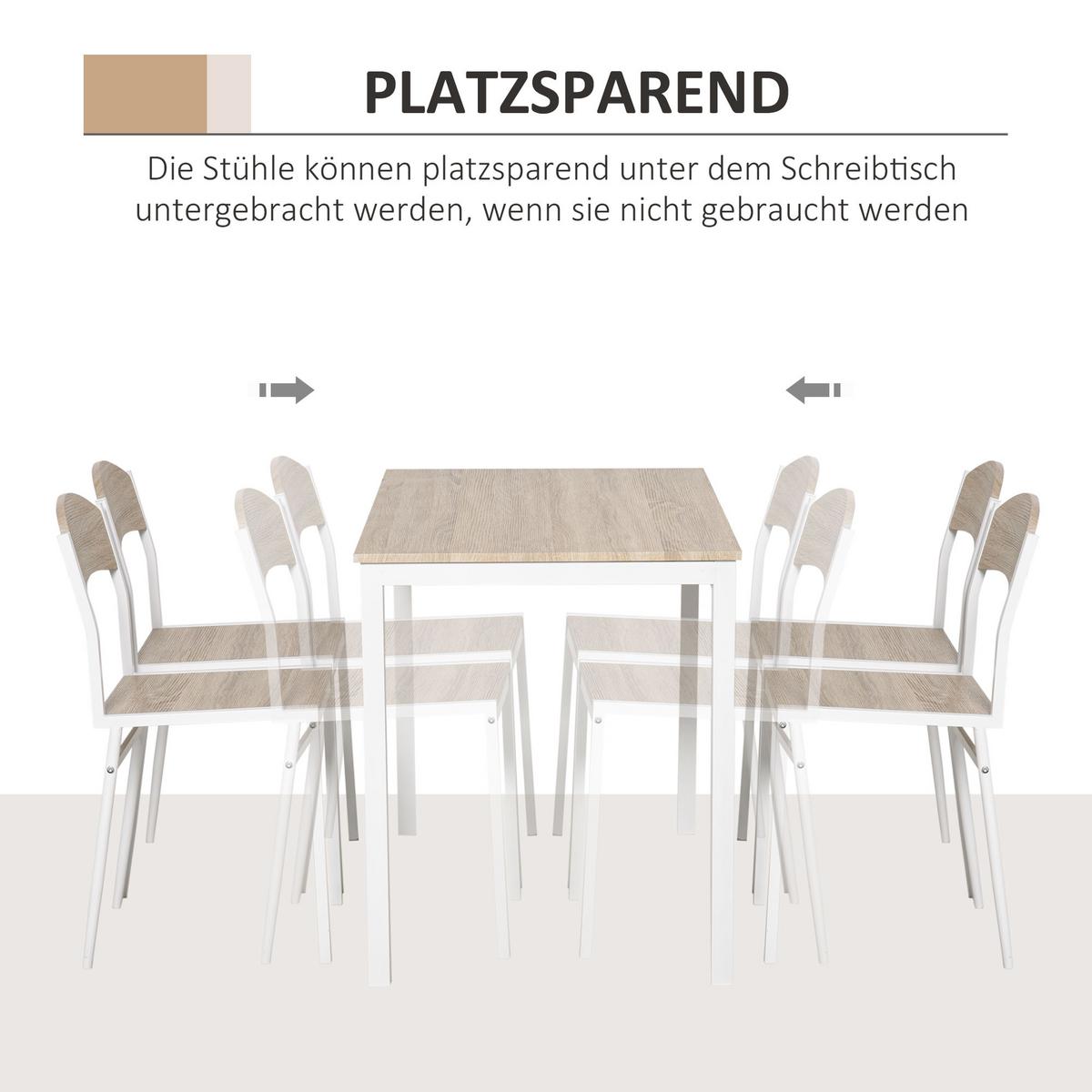ESSTISCHSET Tischgruppe 5-teilig Essgruppe Esszimmergarniturset Sitzgruppe - Hellgrau, Kunststoff (63/76.5/100cm) - HOMCOM