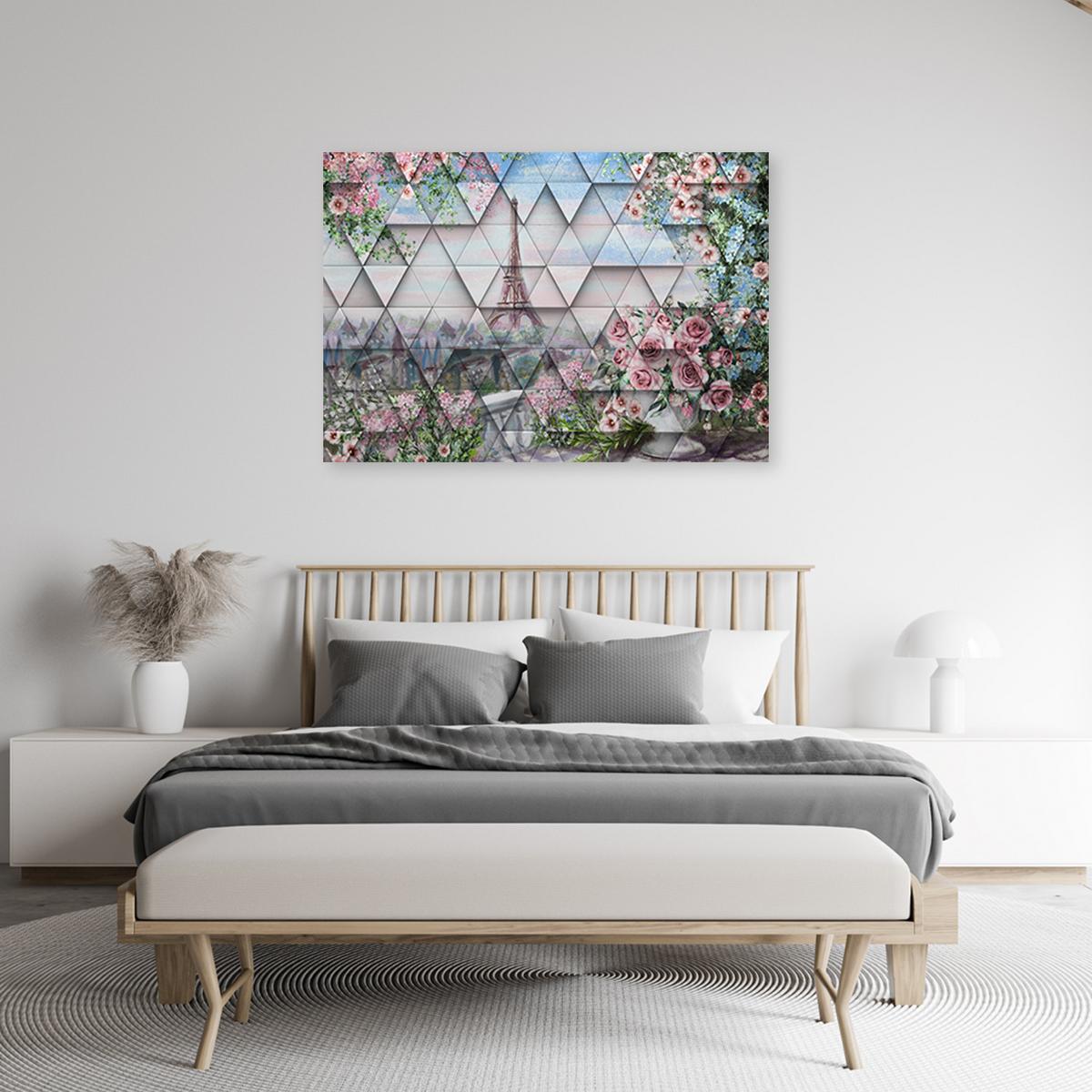 WANDBILD eiffelturm paris 3d - Pink, Textil (60/40cm) - Feeby