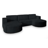 WOHNLANDSCHAFT VEZZO P Schwarz Kordstoff mit Schlaffunktion - Schwarz/Grau, Holz/Kunststoff (347/85/174cm) - MASSENO