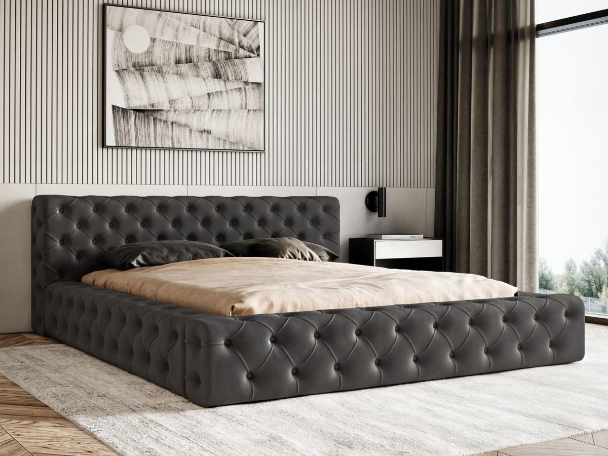POLSTERBETT Palini 180x200 Schwarz - Schwarz, Textil (180/200cm) - Graingold