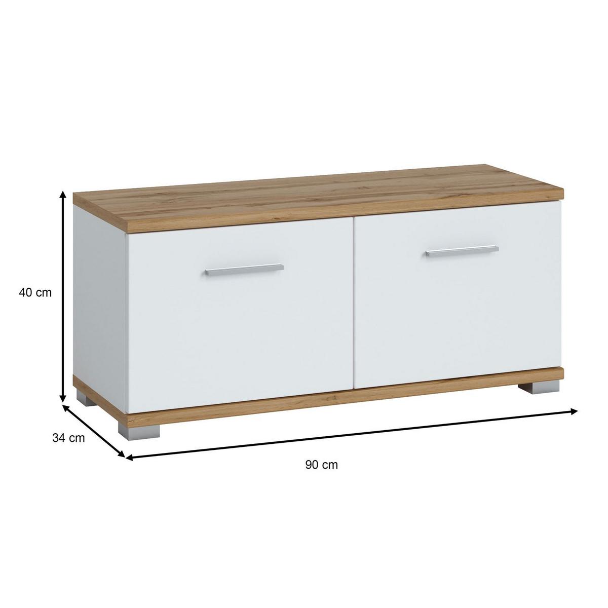 SITZBANK BILBAO Wotan Eiche/weiß - Eiche Wotan/Weiß, Holzwerkstoff (90/40/34cm) - CARO-Möbel