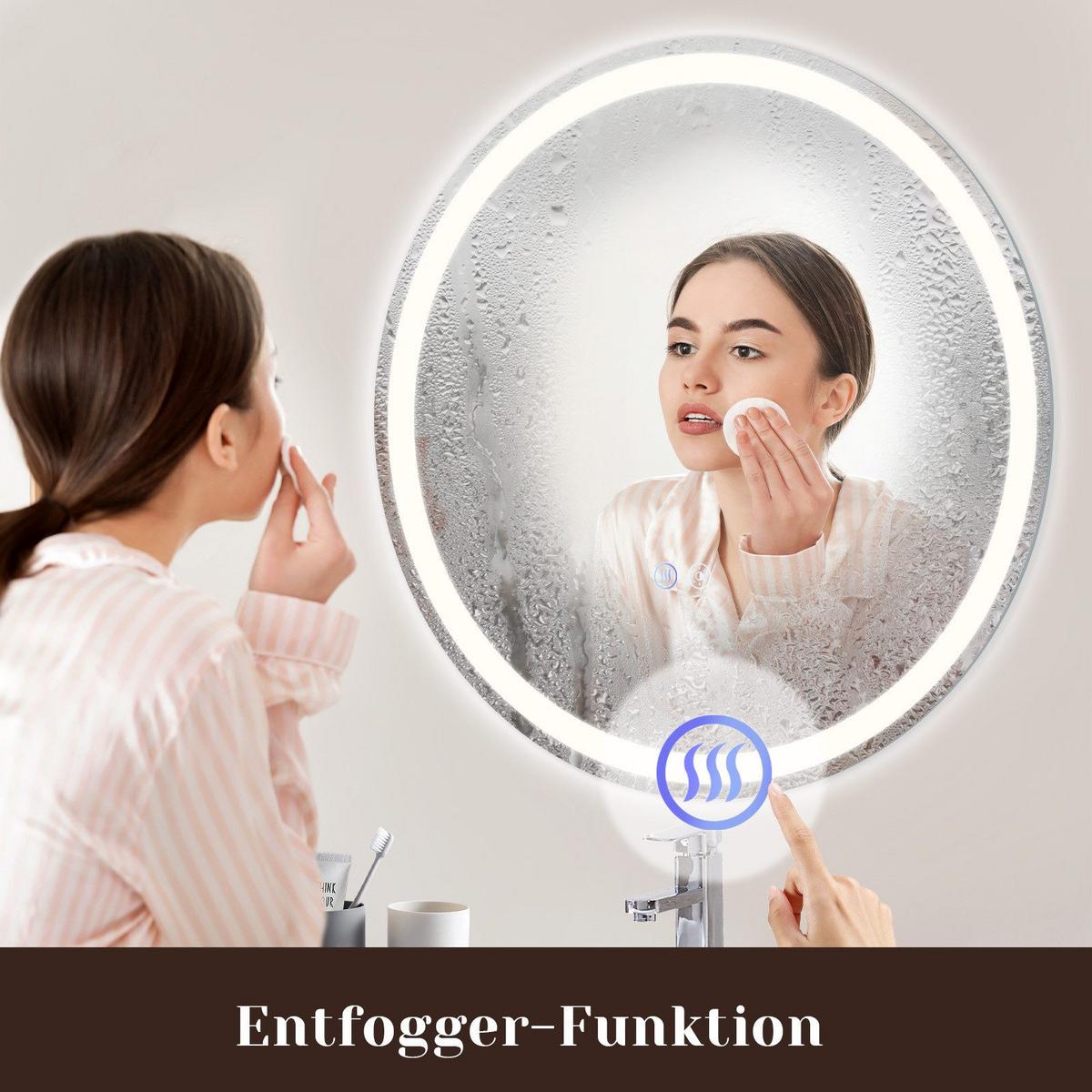 BADEZIMMERSPIEGEL Mainz mit LED-Leuchte Ø70 cm - Weiß, Glas (70/2.5/70cm) - Nettlife