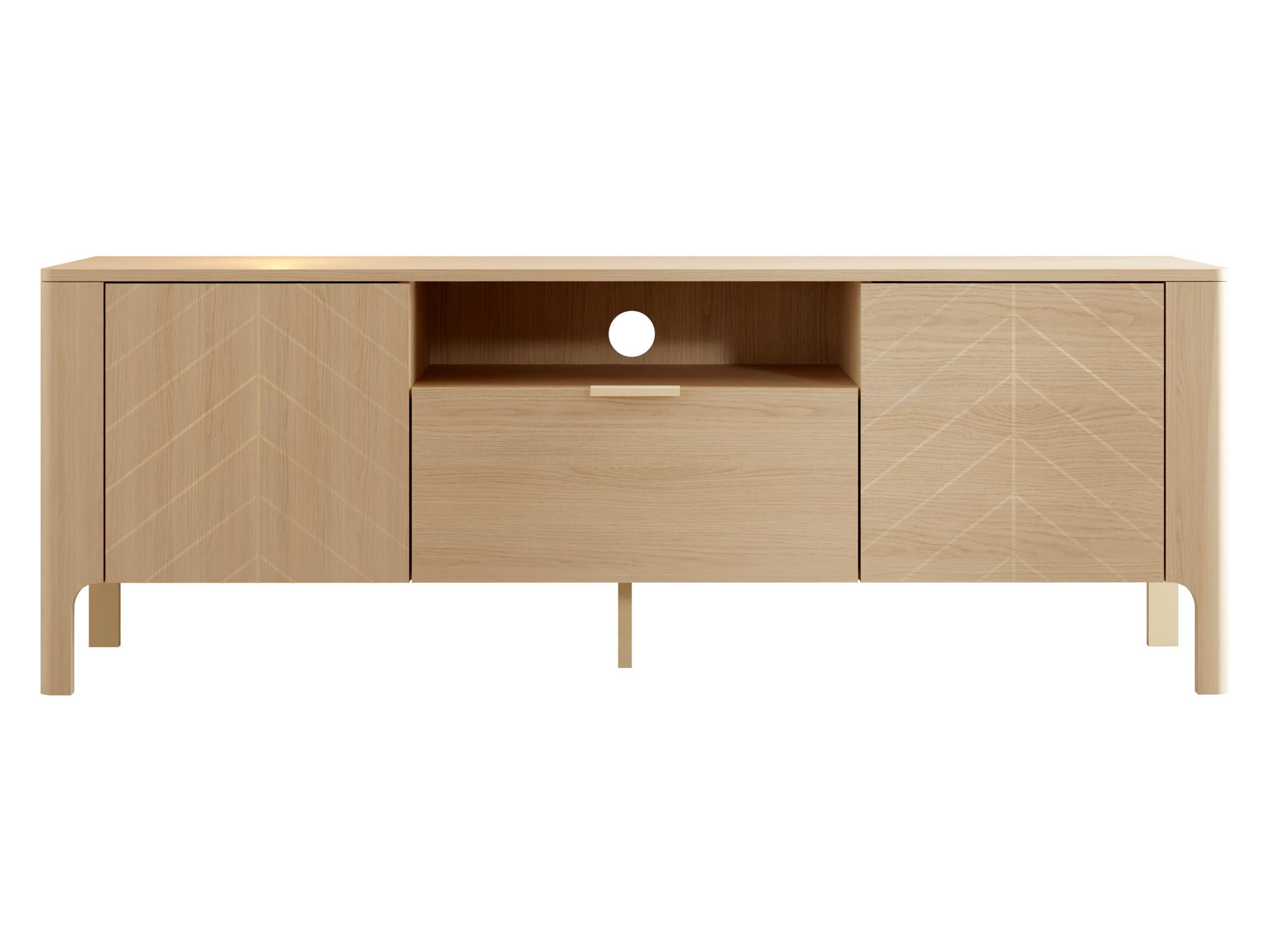 TV-LOWBOARD Malumi MM05 2D1SZ - Eichefarben/Goldfarben, Holzwerkstoff/Metall (160/58/41cm) - MIRJAN24