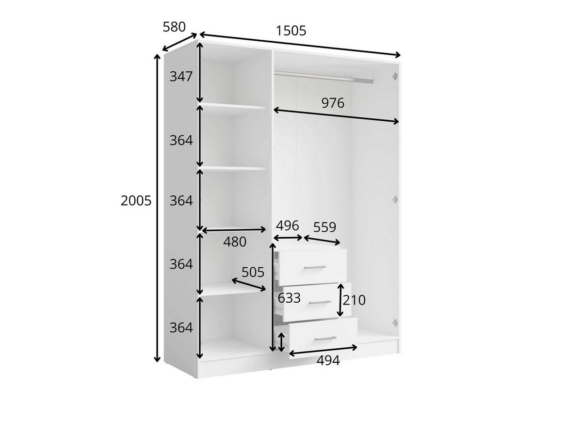DREHTÜRENSCHRANK NEVARIS 150,5/200,5/58cm 3-türig mit Spiegel Sandbeige - Sandfarben, Holzwerkstoff (150.5/200.5/58cm) - MASSENO