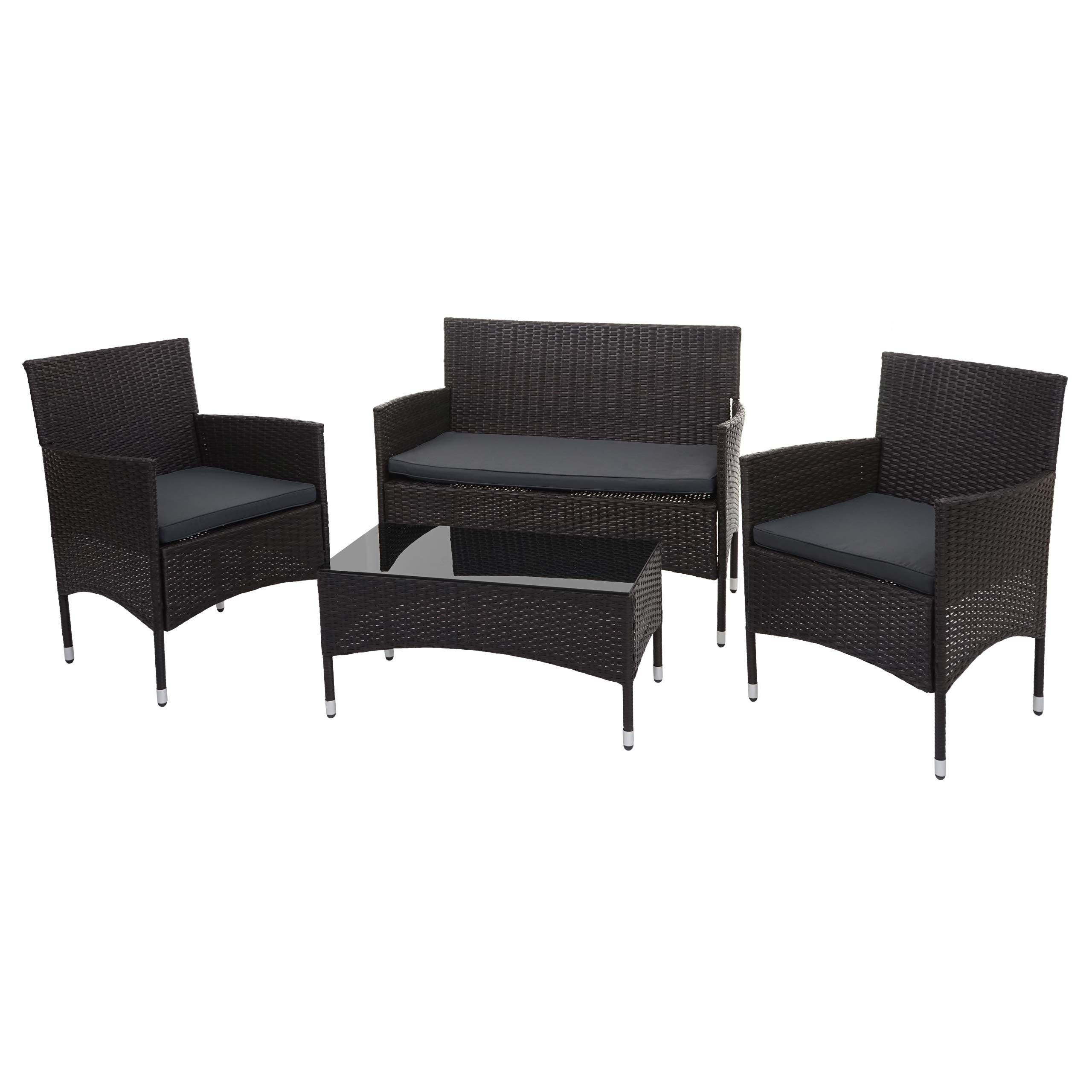 POLY-RATTAN GARNITUR Braun, Anthrazit - Anthrazit/Braun, Kunststoff - MCW