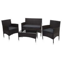 POLY-RATTAN GARNITUR Braun, Anthrazit - Anthrazit/Braun, Kunststoff - MCW