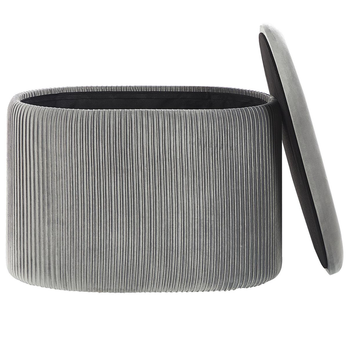 POUF Richland 35/55/41 cm - Grau, Textil (55/41/35cm) - Beliani