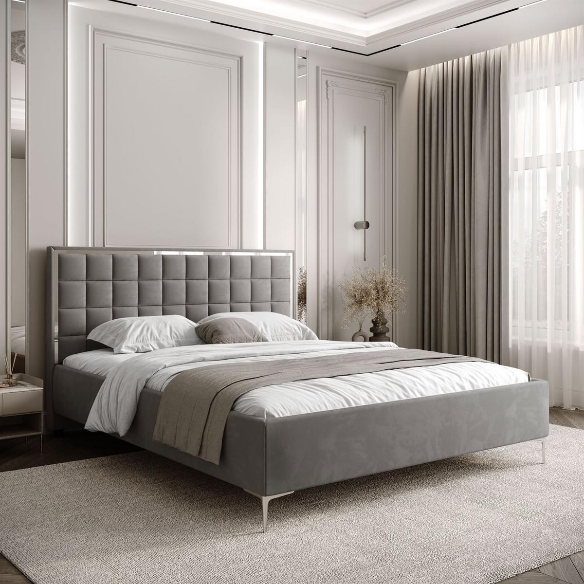 POLSTERBETT ISADORA SILVER mit Bettkasten 140x200 cm Royal Velvet 250 - Grau, Textil - Lookway