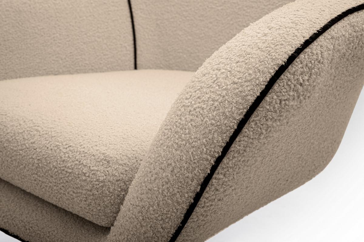SESSEL SOGNO, Modern Polstersessel Loungesessel, Bucle-Stoff Beige - Beige, Holz/Metall (88/110/106cm) - MASSENO