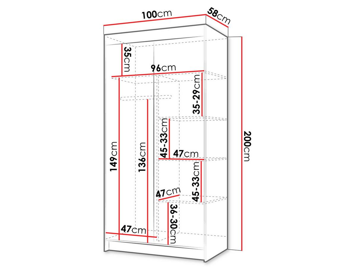 SCHIEBETÜRENSCHRANK Infinity I 100 - Nussbaumfarben/Schwarz, Holzwerkstoff/Kunststoff (100/200/58cm) - MIRJAN24