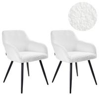 ESSZIMMERSTUHL 2er-Set Bouclé Cremeweiß Casmalia - Weiß, Textil (60/80/66cm) - Beliani