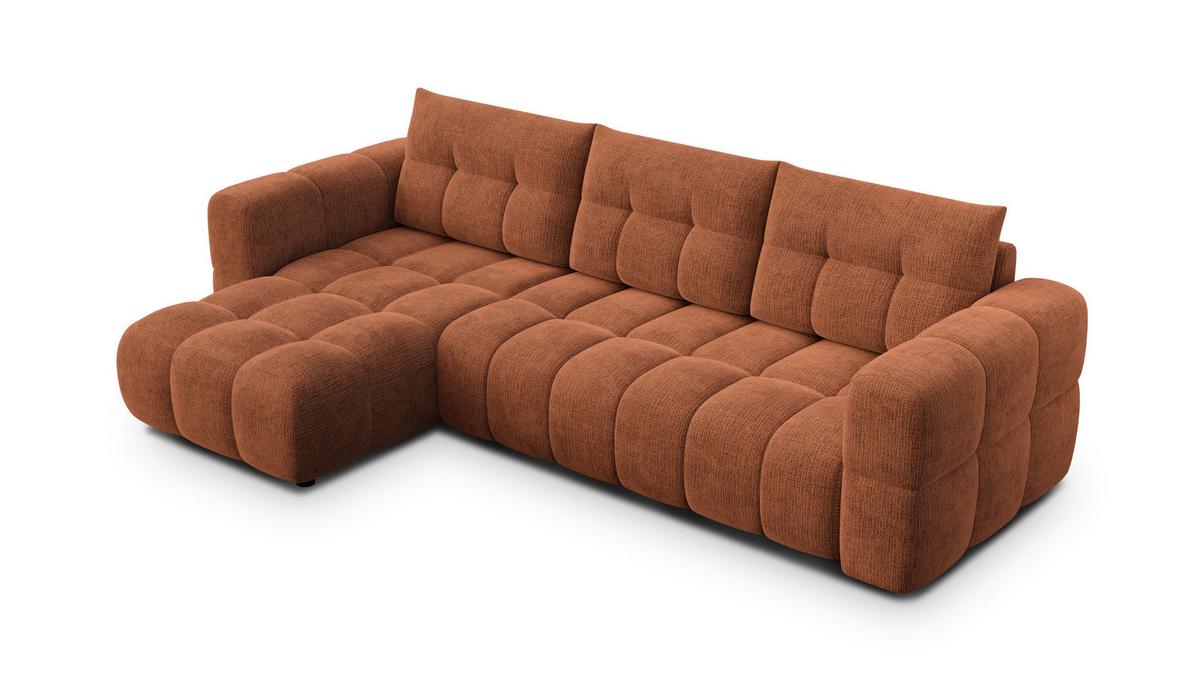 ECKSOFA CLOUDI 4-Sitzer links, rostrot - Schwarz/Orange, Holz/Textil (294/160cm) - Wozimo