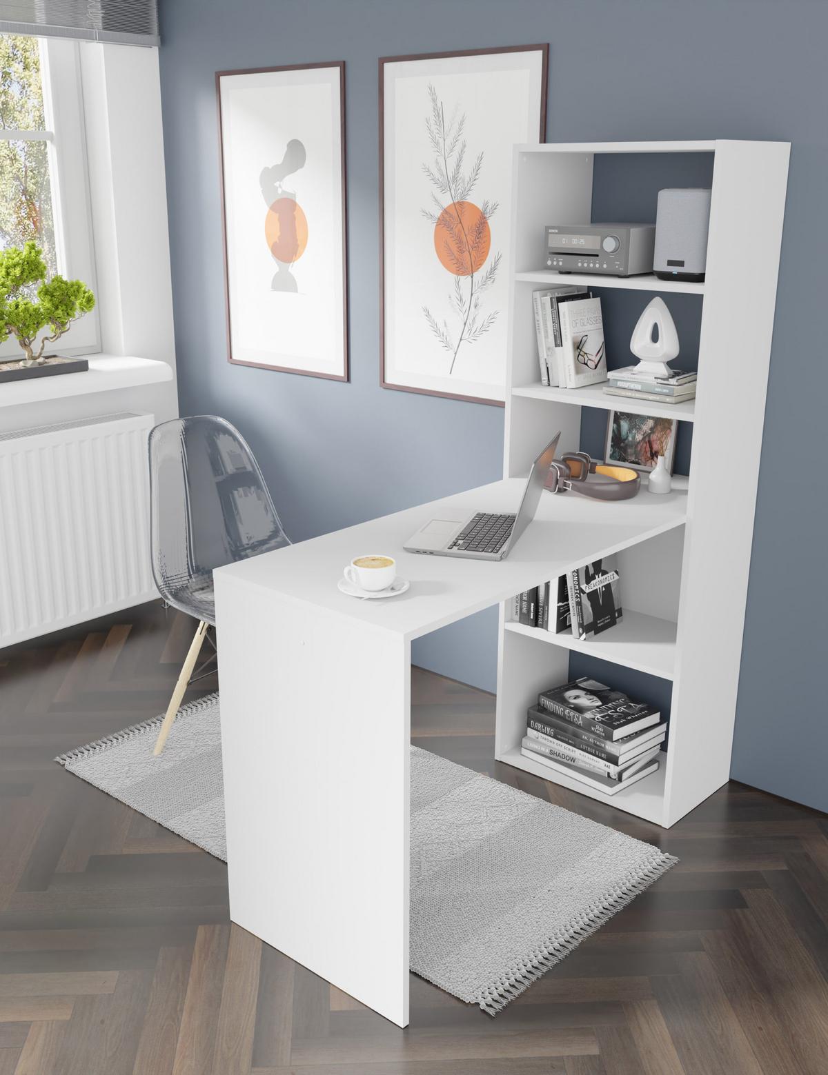 SCHREIBTISCH Weiß 50/150/120 - Weiß, Holzwerkstoff (90/50/150cm) - RAUMHIRSCH FURNITURE