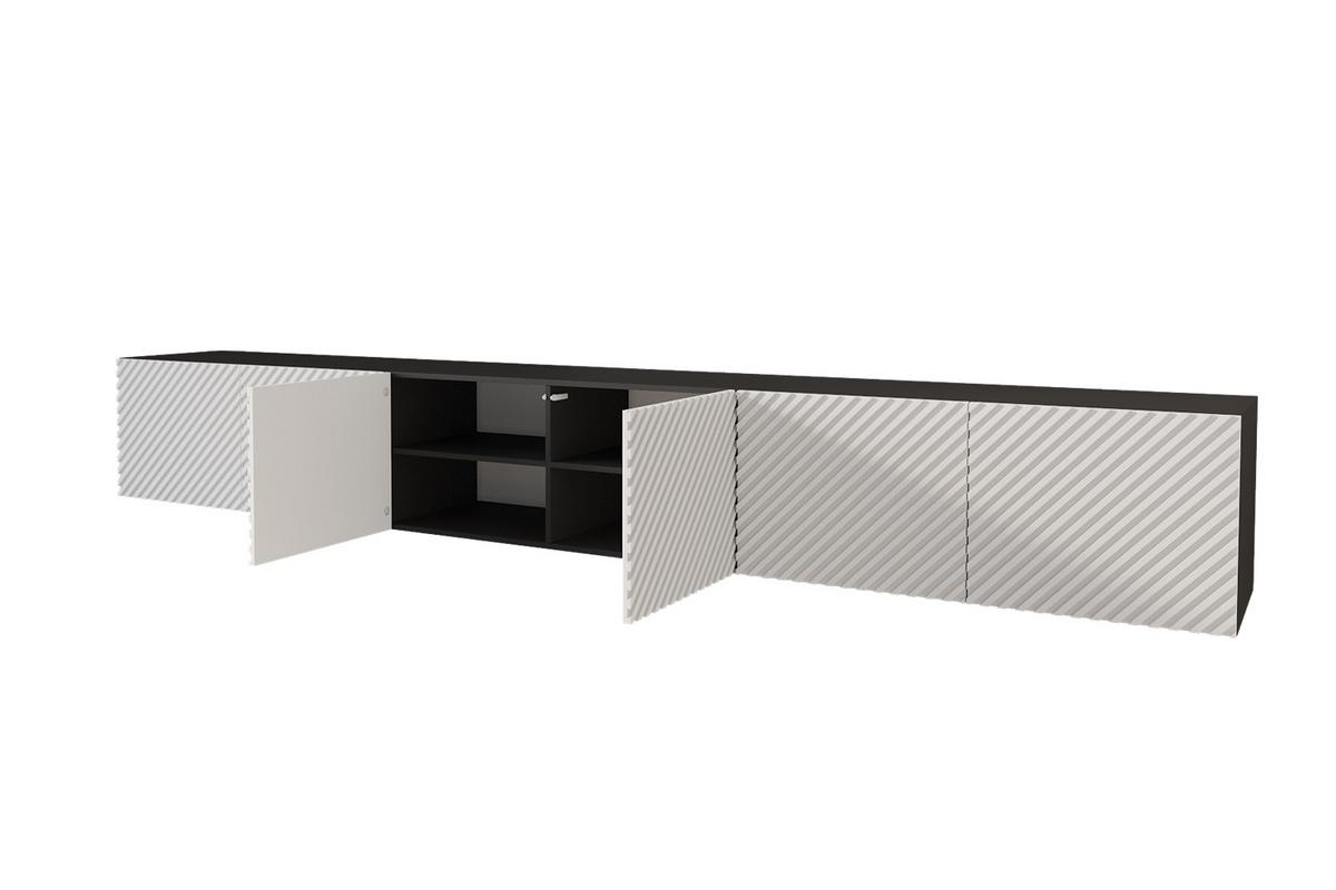 LOWBOARD ZENO-W 3x100x40x40 cm - Schwarz / Weiß - Eiche Wotan, Holzwerkstoff (300/40/40cm) - ALTDECOR