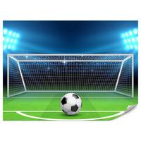FOTOTAPETE für Jugendzimmer Elfmeter Schuss Linie Fußball 500x350 - Blau/Schwarz, Papier (500/350cm) - Muralo