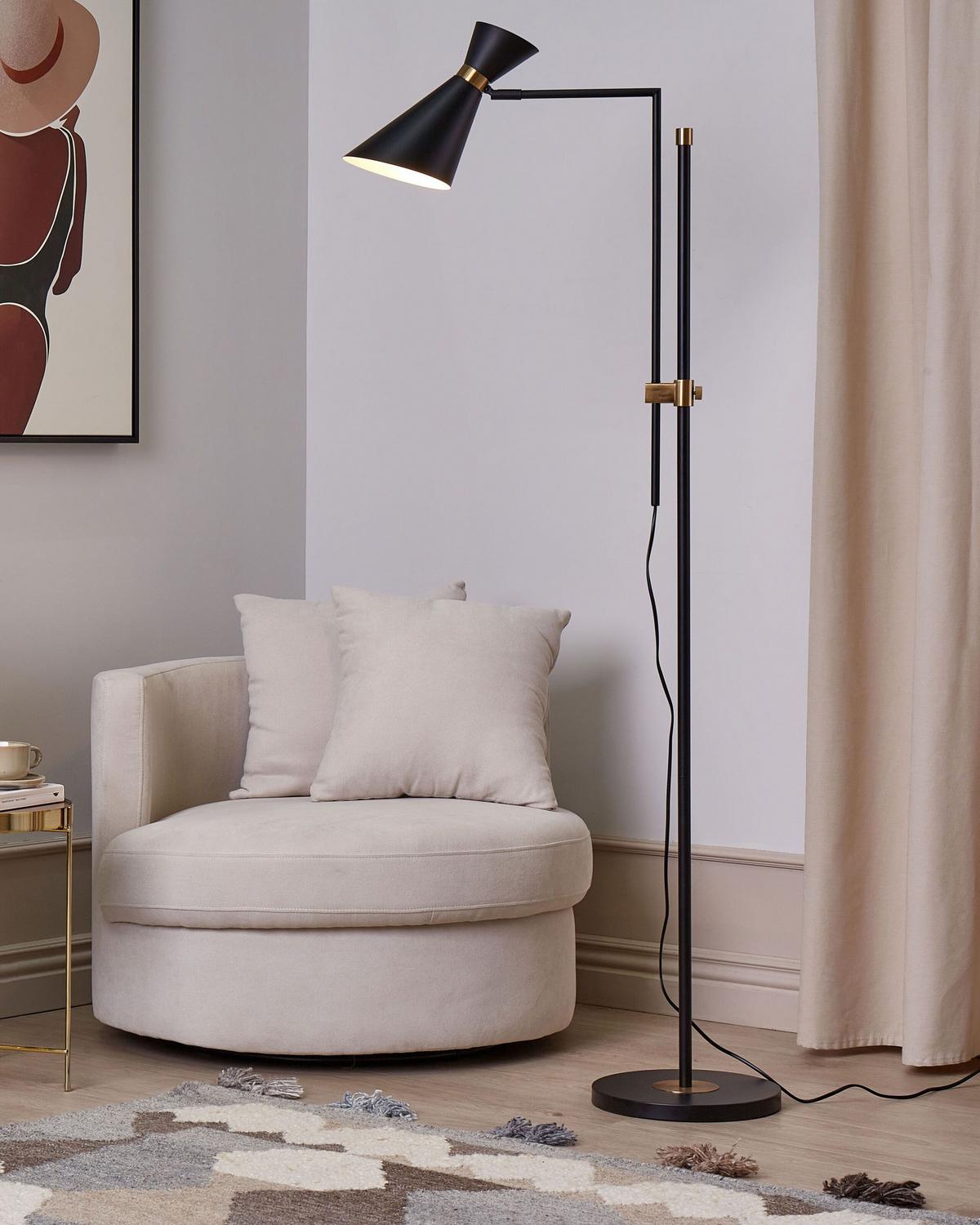 STEHLAMPE Schwarz Melawi - Goldfarben/Schwarz, Metall (30/57/180cm) - Beliani