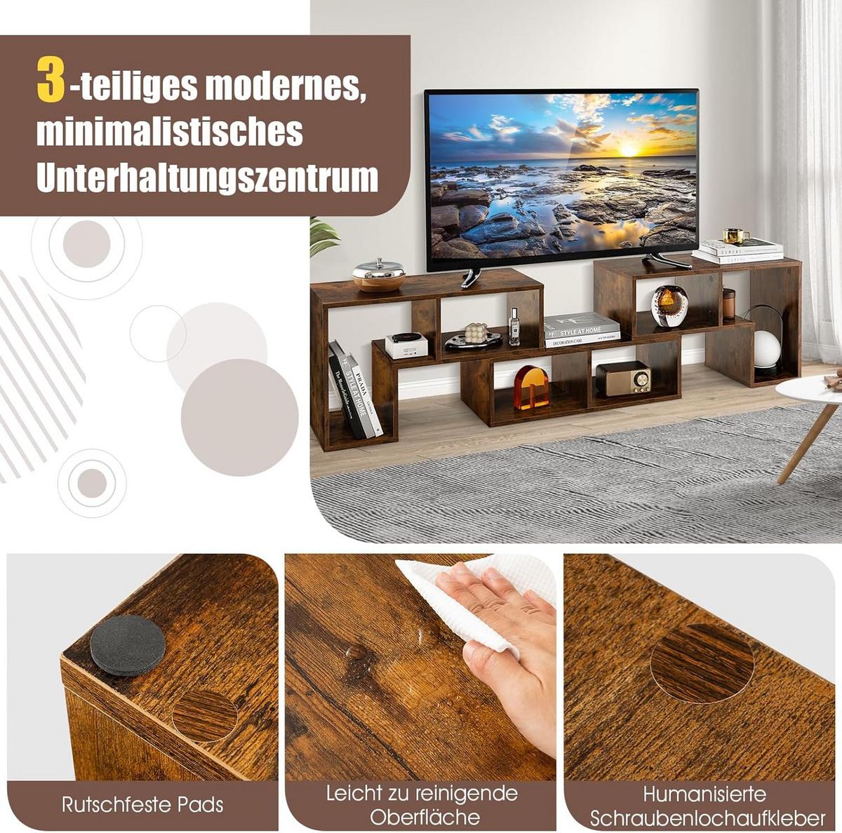 FERNSEHSCHRANK Holz Braun - Braun, Holz (170/43/30cm) - COSTWAY