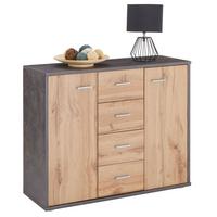 SIDEBOARD JAMIE Beton dunkel/Wotan Eiche - Dunkelgrau/Eiche Wotan, Holzwerkstoff (88/70/30cm) - CARO-Möbel