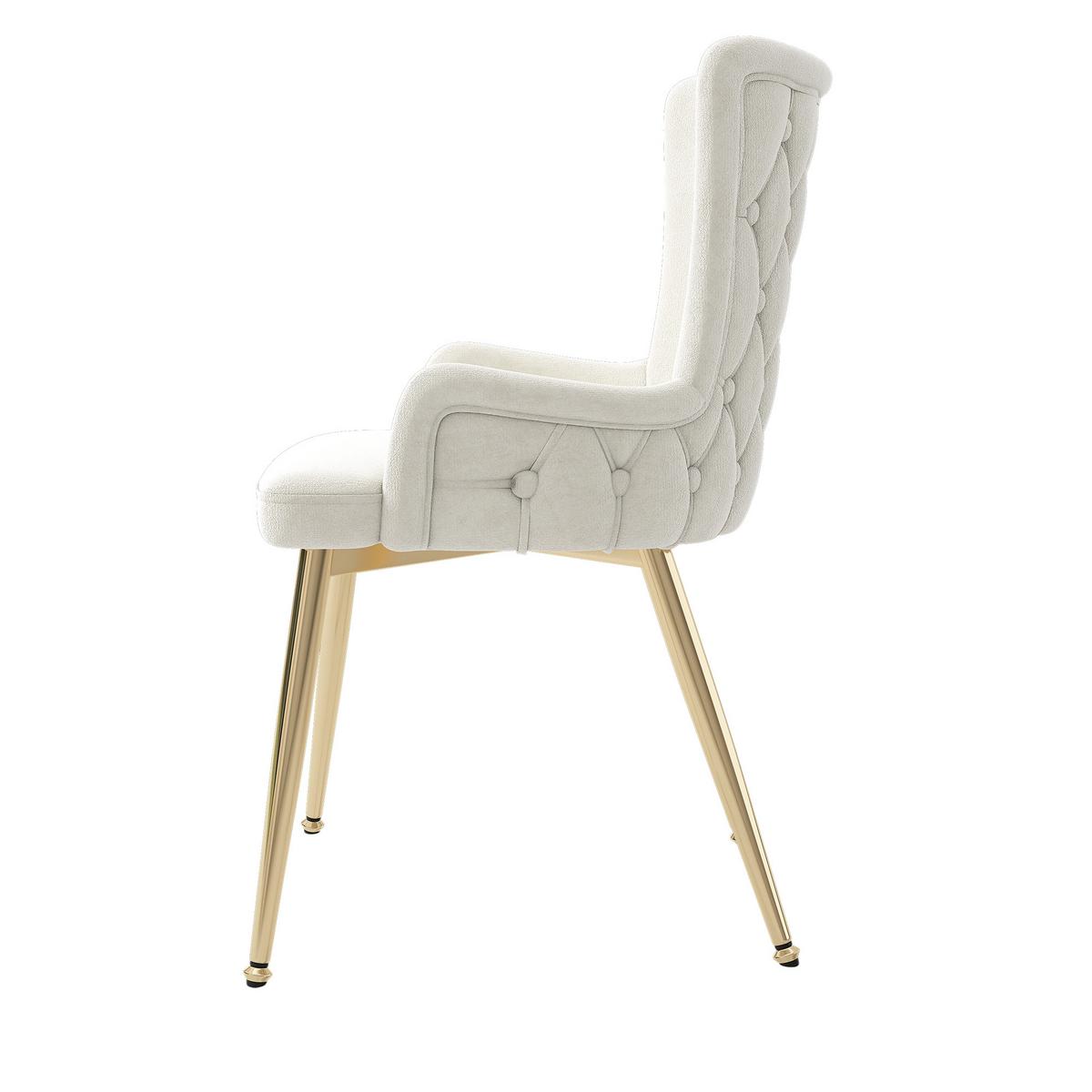 ESSTISCH SET mit 4 Stühlen, Weißer Marmoroptik und Goldenes Gestell - Beige, Holzwerkstoff/Textil (80/76/80cm) - Urban Meuble