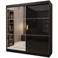 SCHWEBETÜRENSCHRANK VITALE 200/216/61 cm 2-türig mit Spiegel Schwarz - Schwarz, Holzwerkstoff (200/216/61cm) - MASSENO