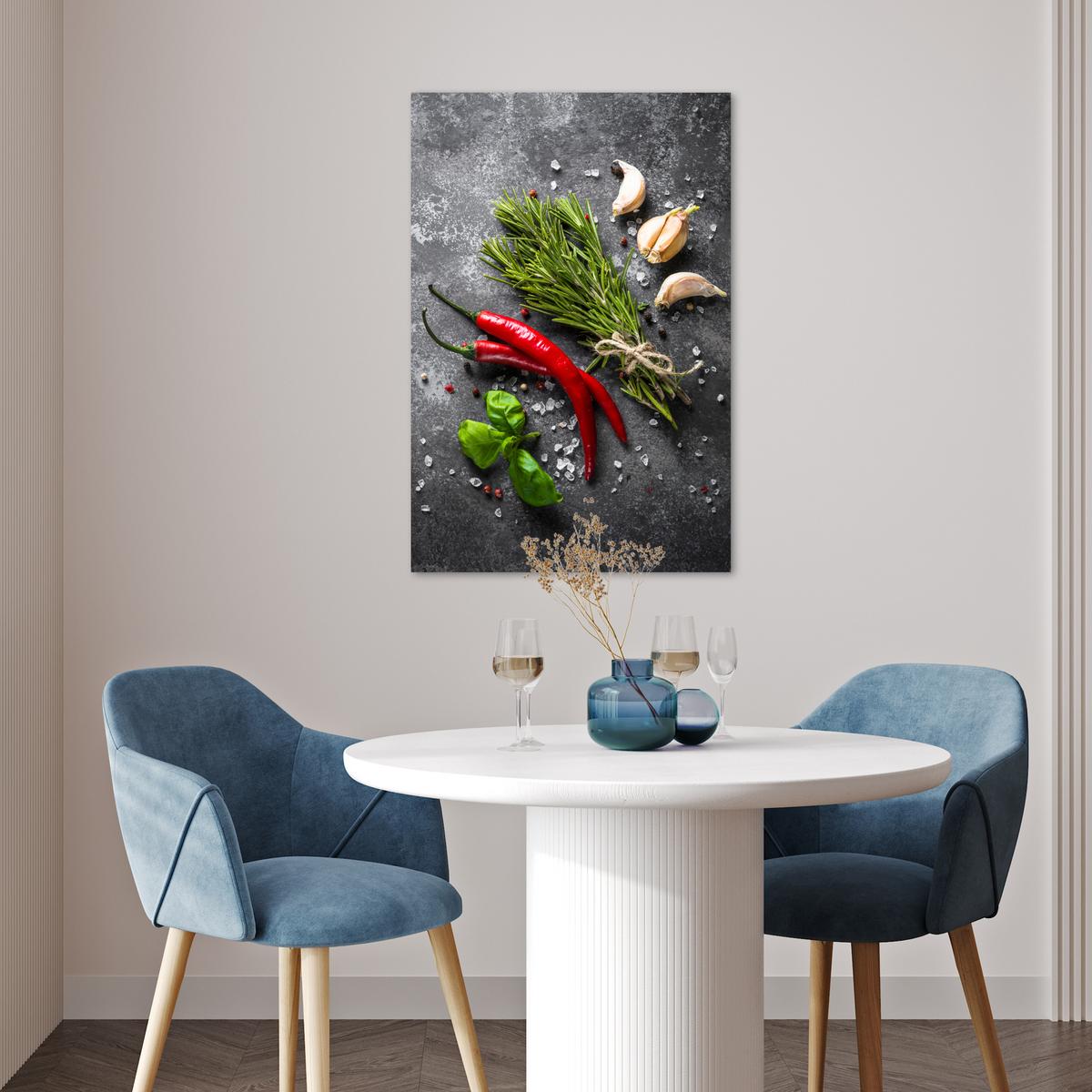 POSTER Pfeffer - Kräuter - Gewürze - Beton 40x60 cm - Dunkelgrau, Papier (40/60/0.1cm) - MuchoWow