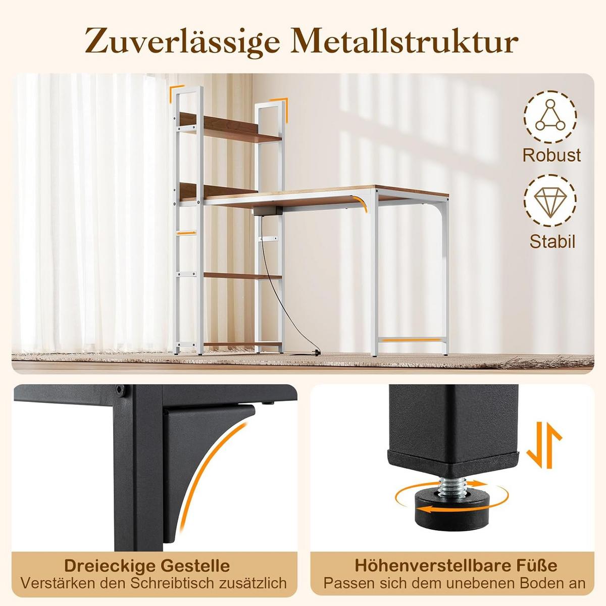 COMPUTERTISCH Natur - Naturfarben, Holzwerkstoff (65/120/130cm) - COSTWAY