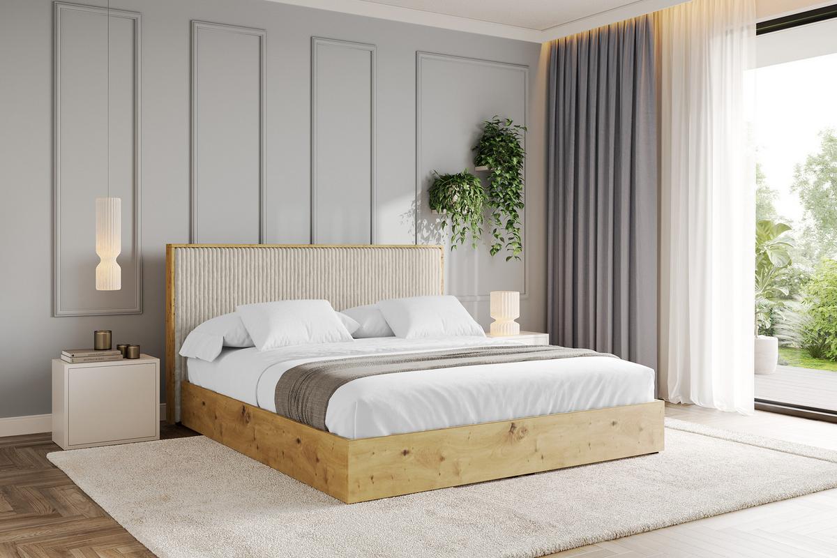 POLSTERBETT mit Bettkasten und Lattenrost, Boxbett mit Kopftei und Stauraum ohne Matratze - ENZO10 200x200 Creme - Beige, Holzwerkstoff/Textil (200/200cm) - ALTDECOR