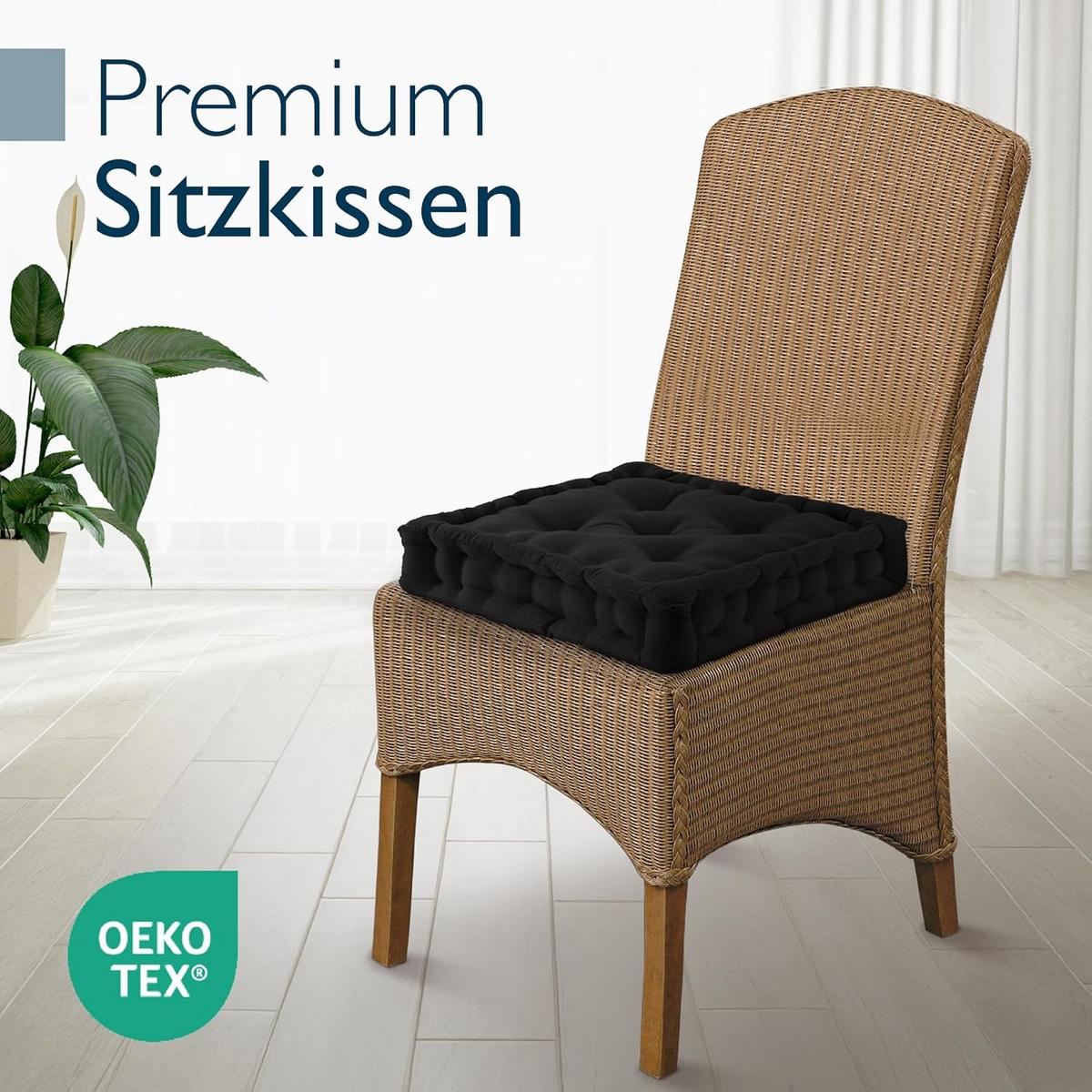 STUHLKISSEN Mila 40x40x8cm Schwarz (4tlg) - Schwarz, Textil (40/40/8cm) - Beautissu 