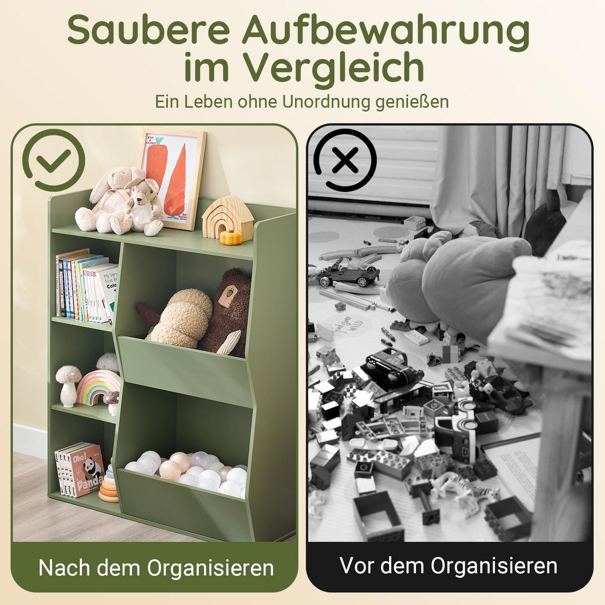 KINDERREGAL Grün - Grün, Holzwerkstoff (80/104/34cm) - SoBuy