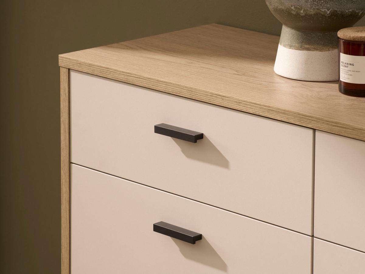 KOMMODE Kaschmir, Eiche 105 cm, SIDEBOARD mit Soft-Close - Kaschmir/Eichefarben, Holzwerkstoff/Metall (105/95/35cm) - Furn.Design