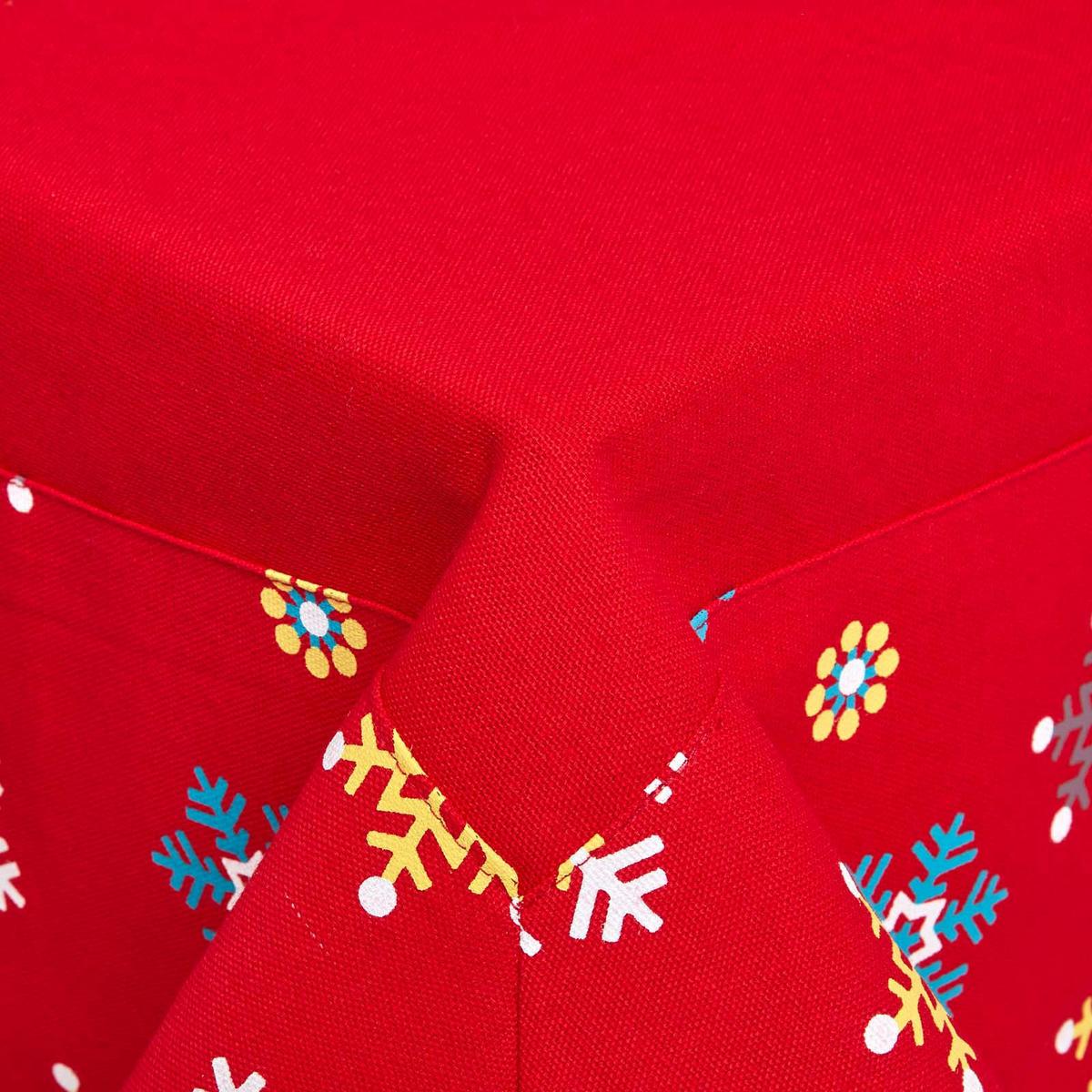 TISCHDECKE Weihnachten, rot mit Schneeflocken-Bordüre, 137/228 cm - Rot, Textil (137/228cm) - Homescapes