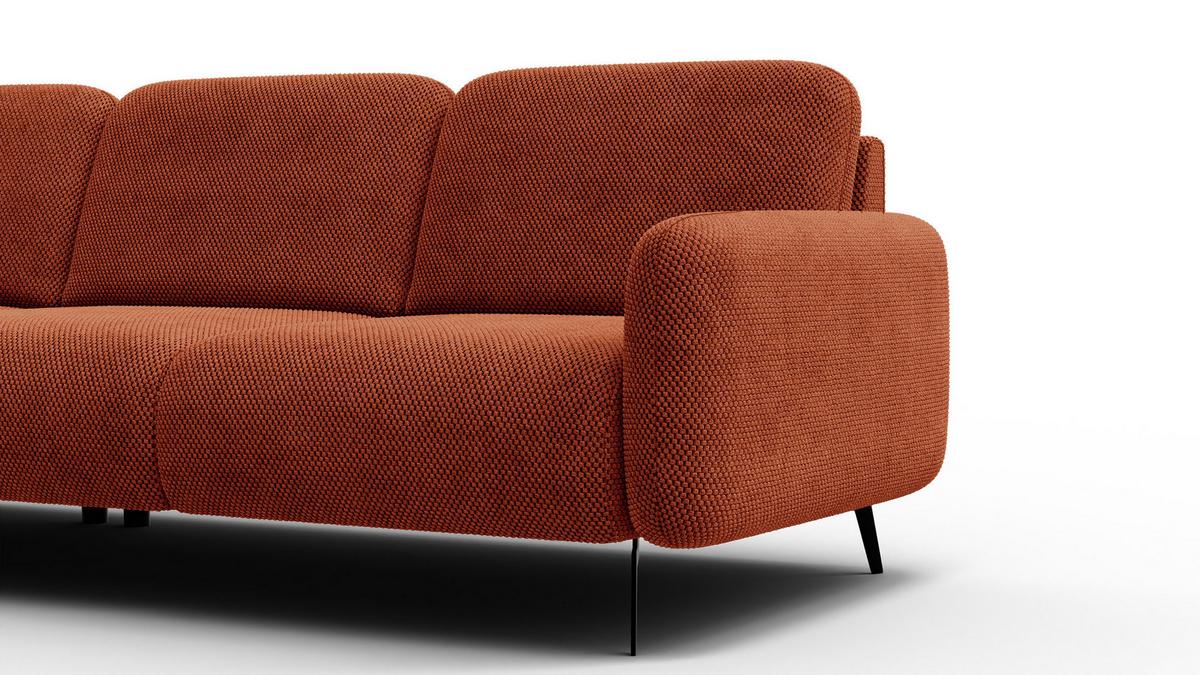 ECKSOFA FEBE 4-Sitzer links, dunkelorange - Dunkelorange/Schwarz, Holz/Textil (264/157cm) - Wozimo